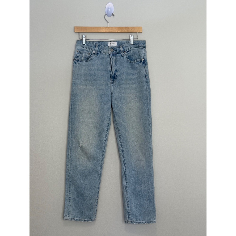 Pistola High Rise Straight Leg Light Wash Blue Jeans Size 28